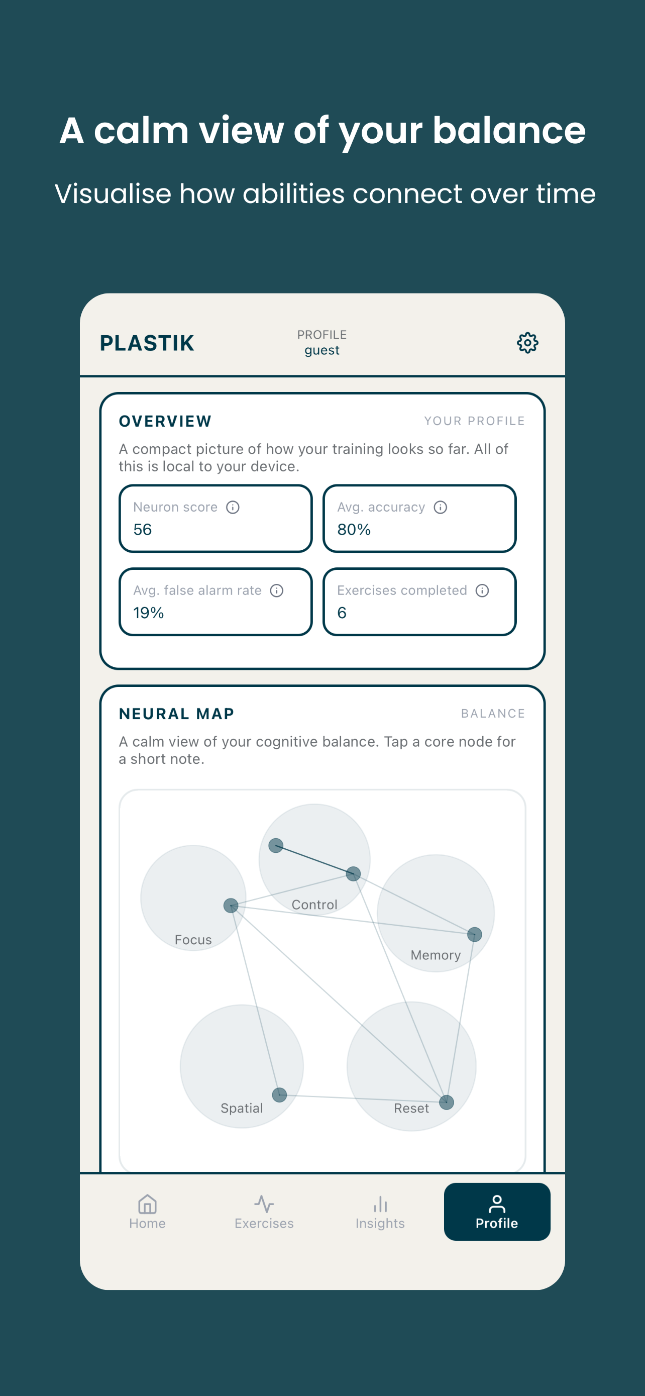 Session flow with calm visuals and voice guidance